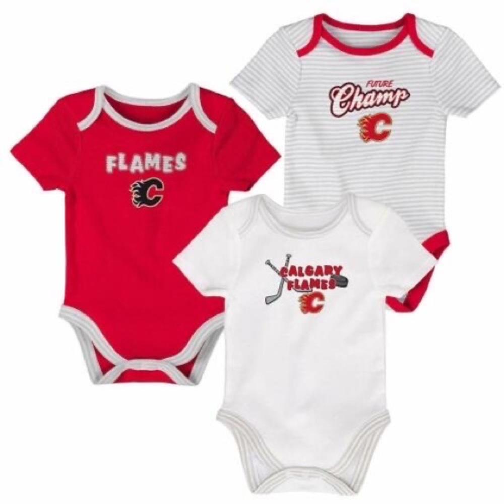 Calgary Flames 3 Pack One Piece Infant 3-6 Months